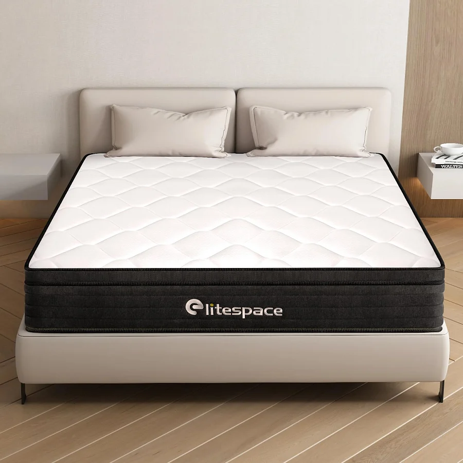 Elitespace Queen Size Mattress - White/Black Quilted Top
