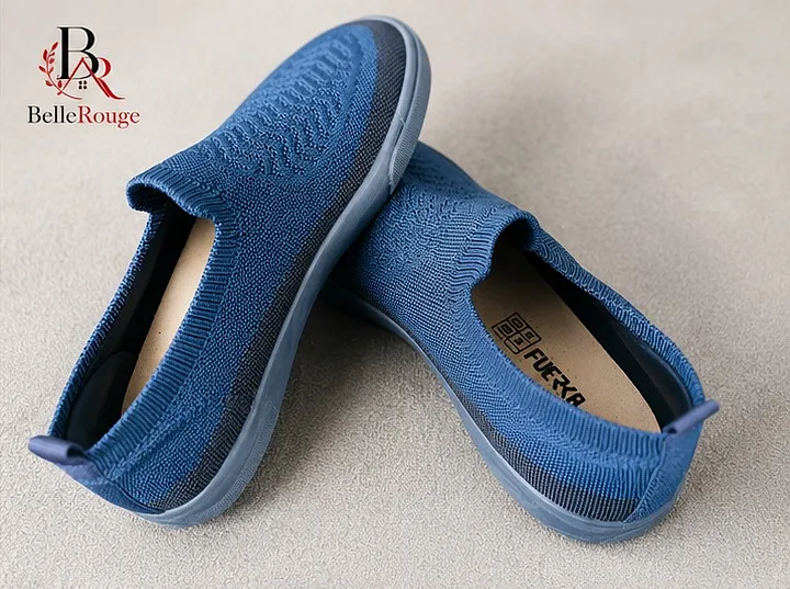 Blue Knitted Slip-On Casual Shoes thumbnail 2