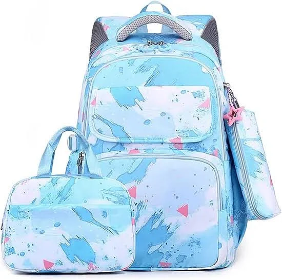 Pink Rainbow Abstract Pattern 3-Piece School Backpack Set for Kids thumbnail 2