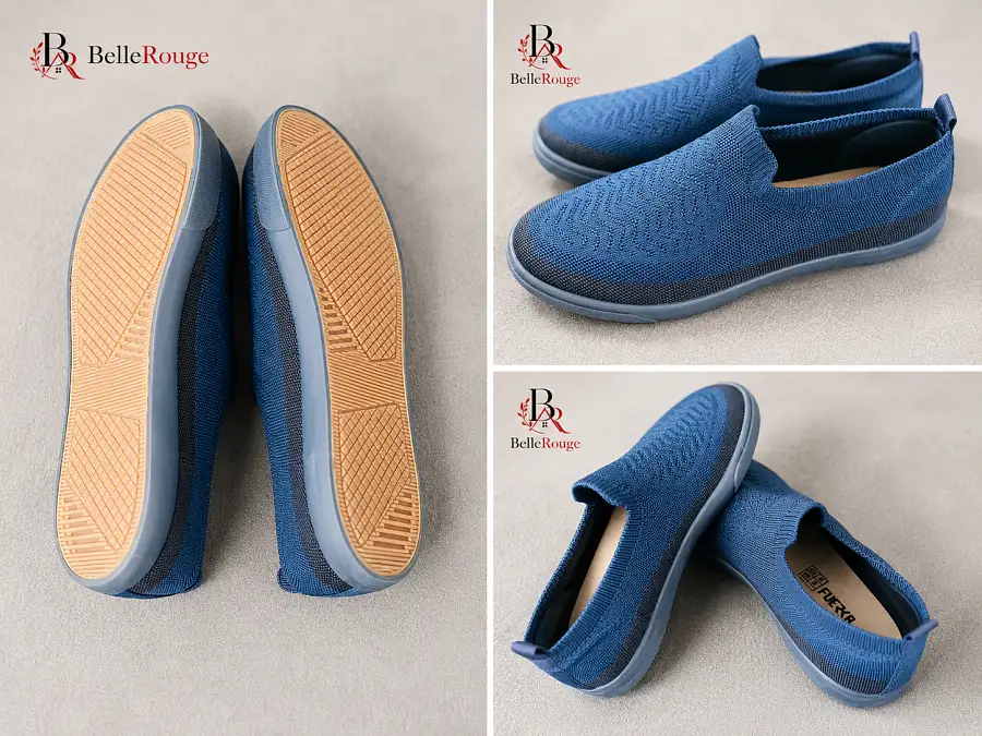 Blue Knitted Slip-On Casual Shoes thumbnail 4